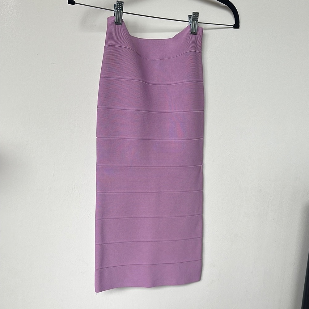 BCBGMaxAzria Purple Ribbed Midi Pencil Skirt